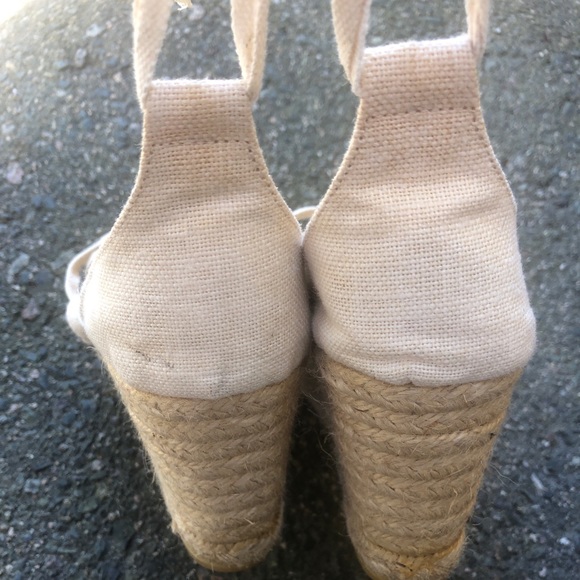 Tory Burch White ankle wrap wedge espadrilles Size 10.5 - Picture 10 of 11